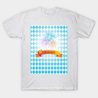 OKTOBERFEST beer festival decoration. Bavarian flag blue pattern. Octoberfest Holiday Party Design T-Shirt